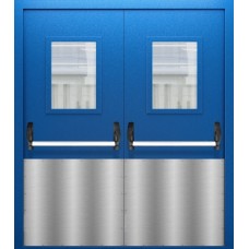 Двупольная дверь со стеклом, отбойником и системой Антипаника ДПМО 02/60 (EI 60)