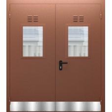 Двупольная дверь со стеклом, отбойником и вентиляцией ДПМО 01/60 (EI 60)
