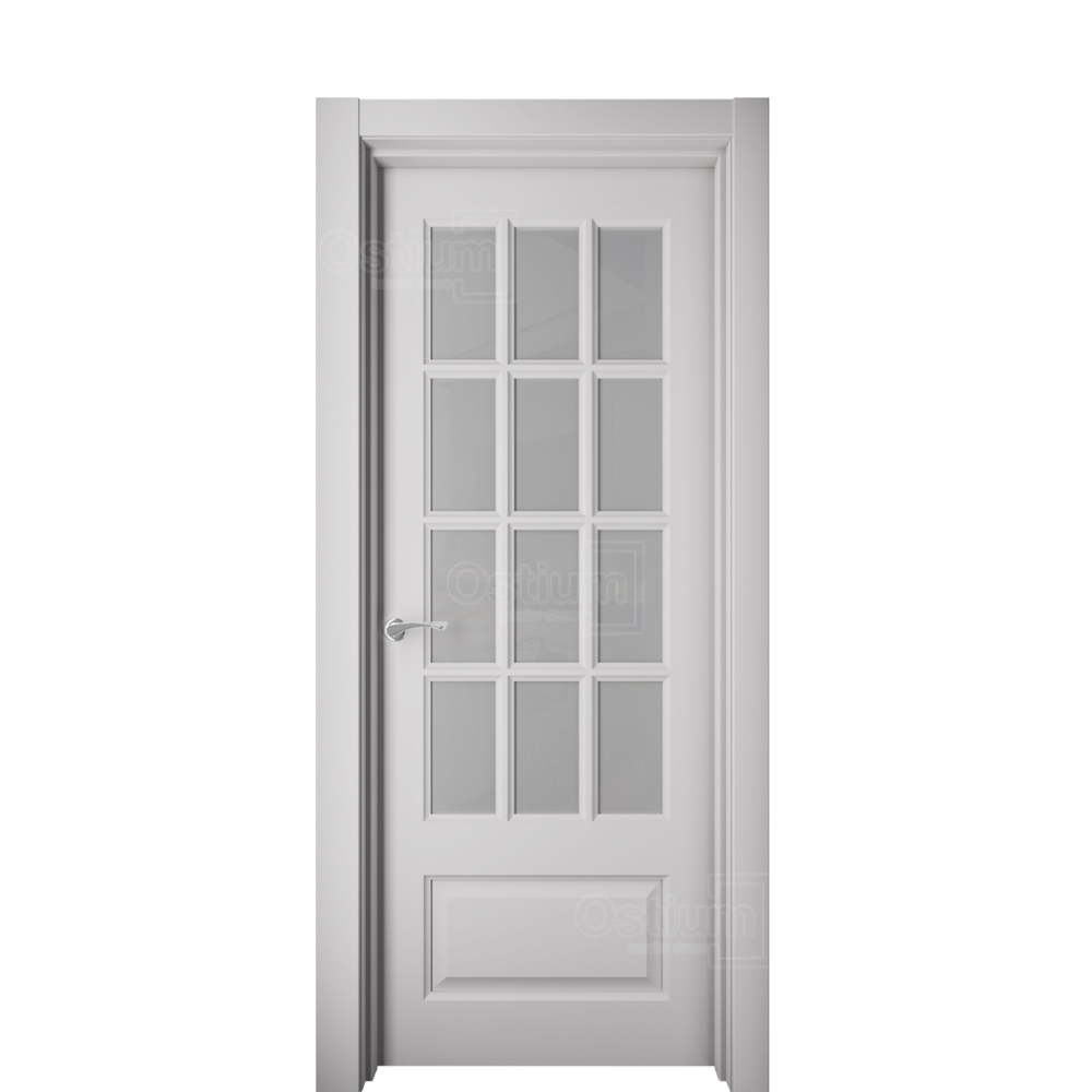 Межкомнатная дверь Ostium Elegance  Е 18 ДО стекло 5 Белый матовый