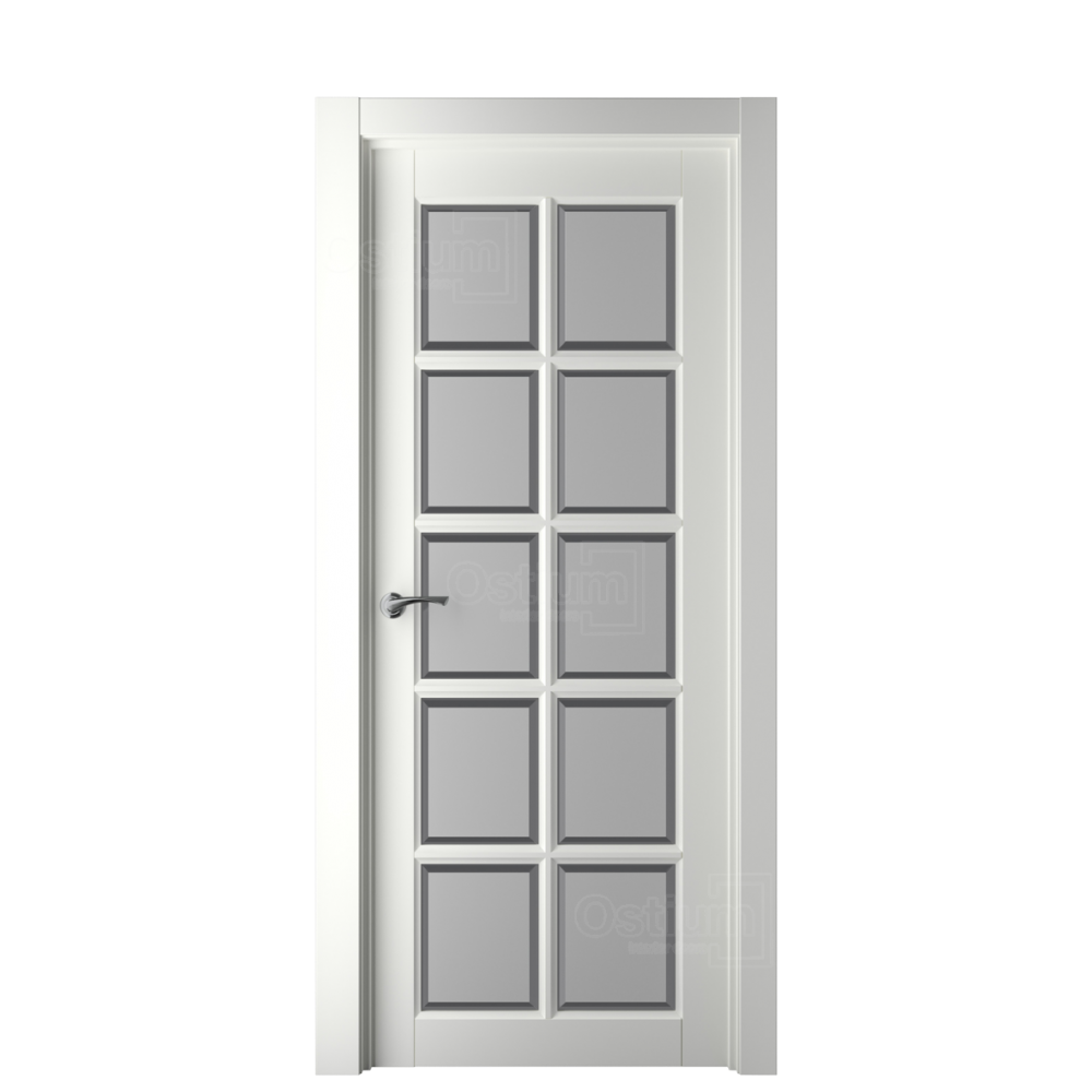 Межкомнатная дверь Ostium Elegance  Е 19 ДО стекло 1 Белый матовый