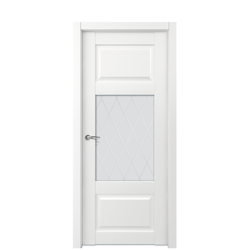 Межкомнатная дверь Ostium Elegance  E 6 ДО стекло 2 Эмаль белая