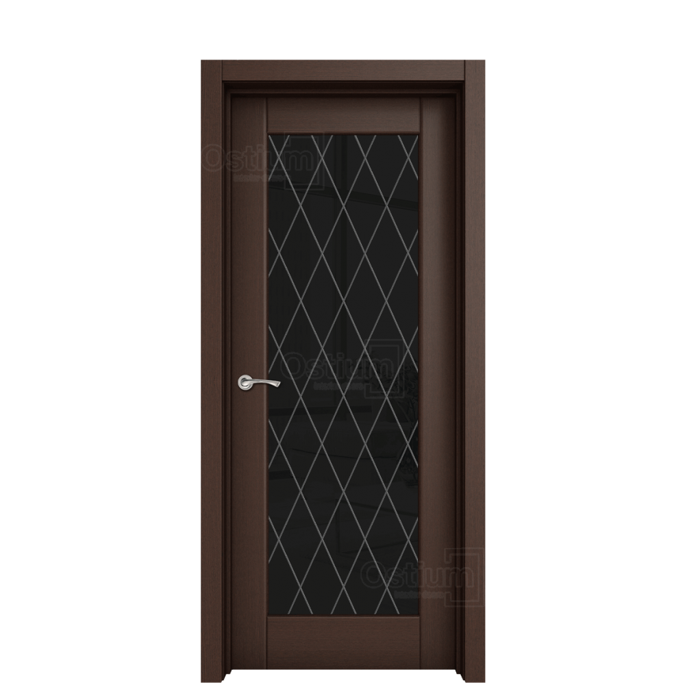 Межкомнатная дверь Ostium Prestige Престиж с гравировкой 12 Орех премиум