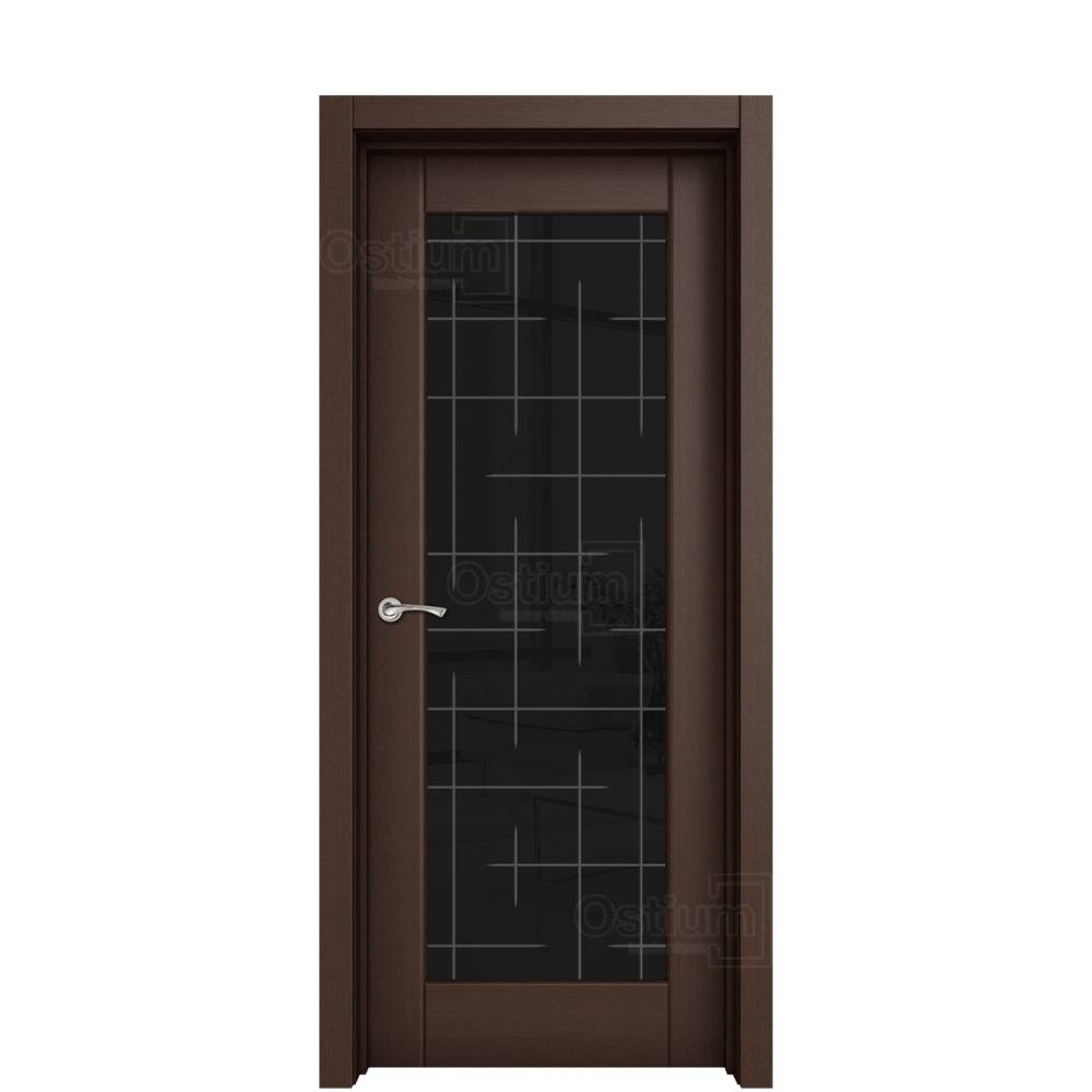 Межкомнатная дверь Ostium Prestige Престиж с гравировкой 26 Орех премиум