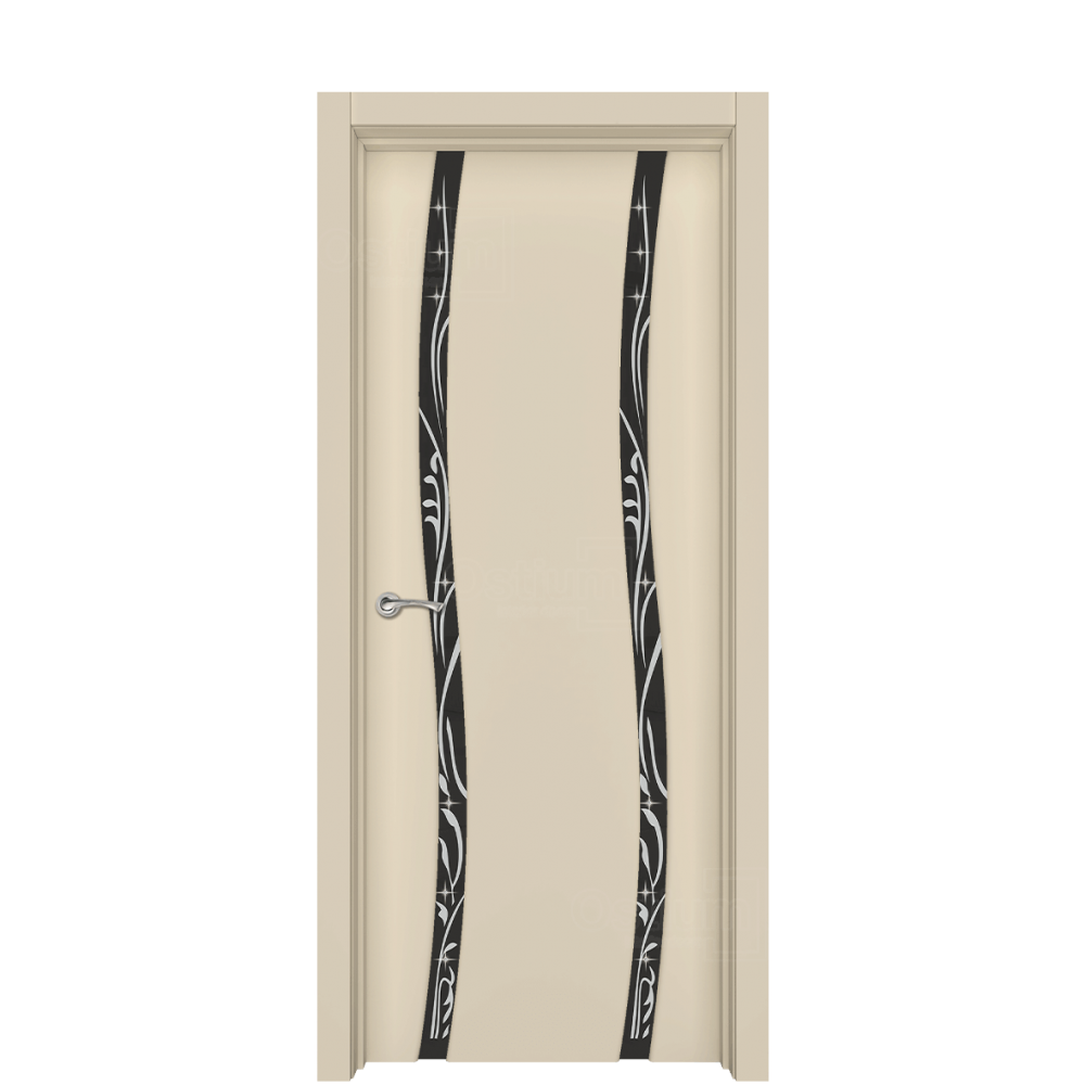 Межкомнатная дверь Ostium Sirius Сириус Волна 2 ДО с рисунком со стразами Эмаль крем