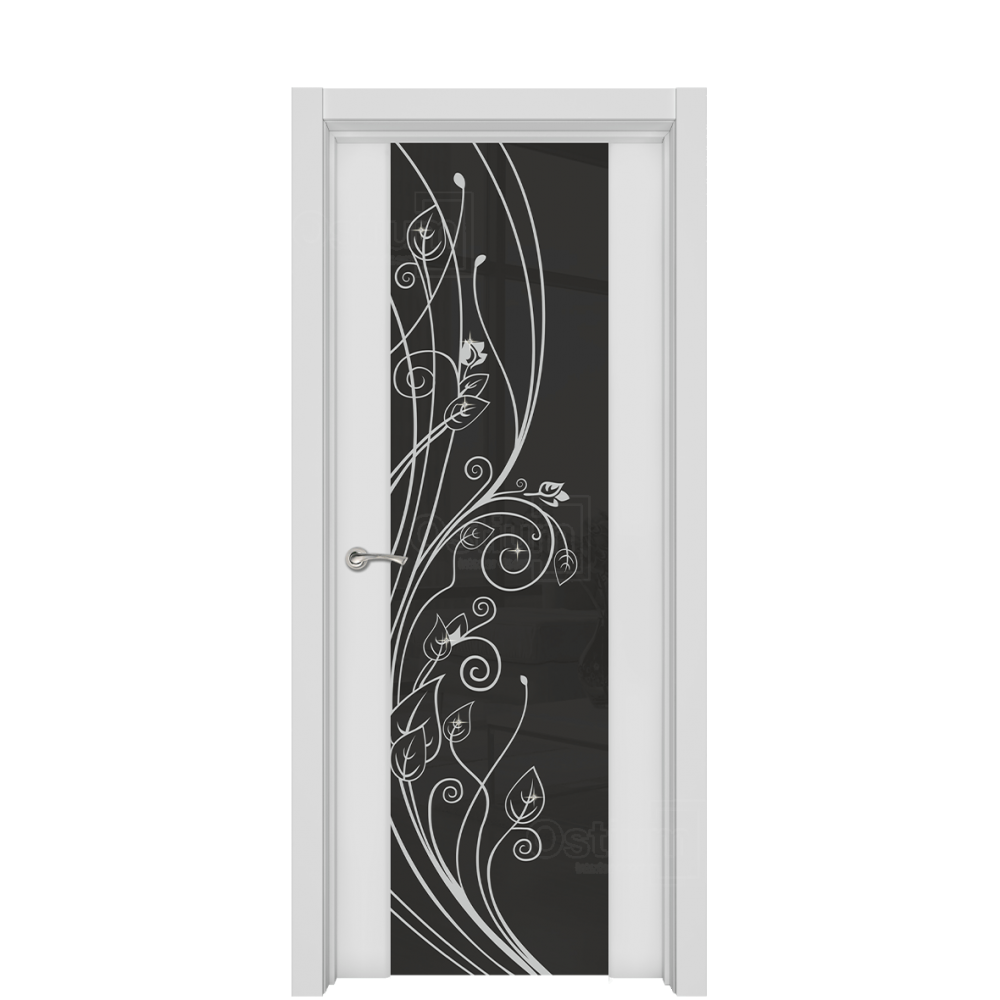 Межкомнатная дверь Ostium Style Стиль ДО Листья Белый глянец