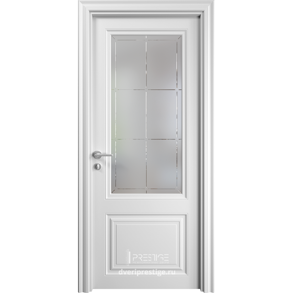 Межкомнатная дверь Prestige Renaissance Renaissance 2 сатинат белый с гравировкой