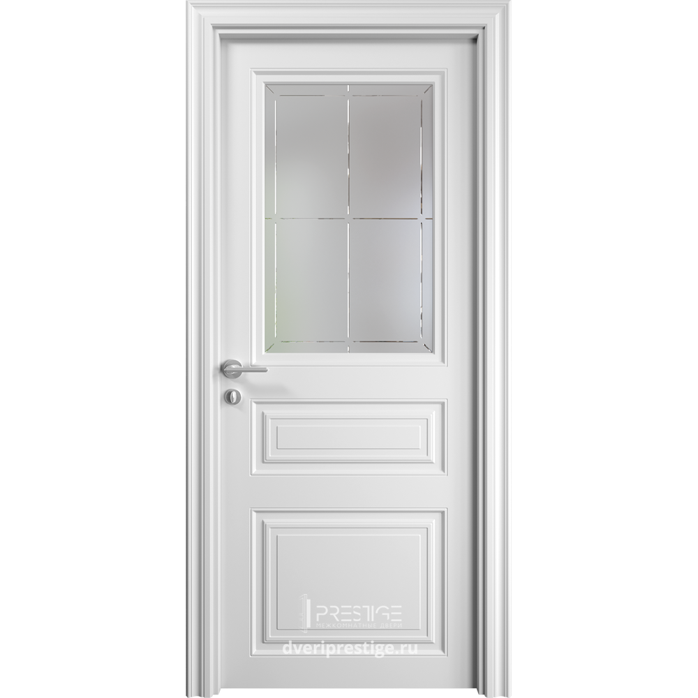 Межкомнатная дверь Prestige Renaissance Renaissance 3 сатинат белый с гравировкой
